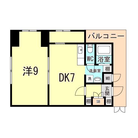ソフィア板宿(1DK/4階)の間取り写真
