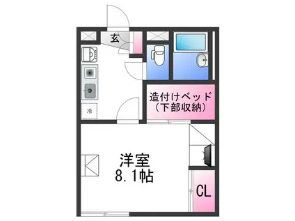 レオパレスFUKUSHIMA(1K/1階)の間取り写真