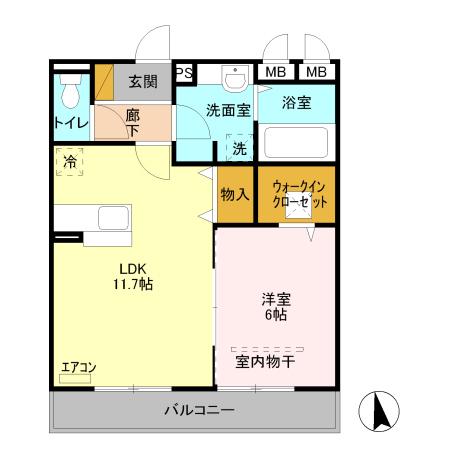 パーチェ(1LDK/3階)の間取り写真
