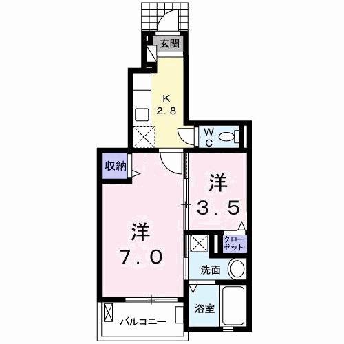ポラリス K(1K/1階)の間取り写真