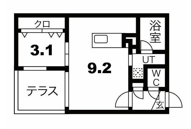 ベラルーチェ新札幌(1LDK/1階)の間取り写真
