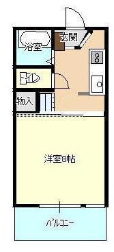コア上町(1K/3階)の間取り写真