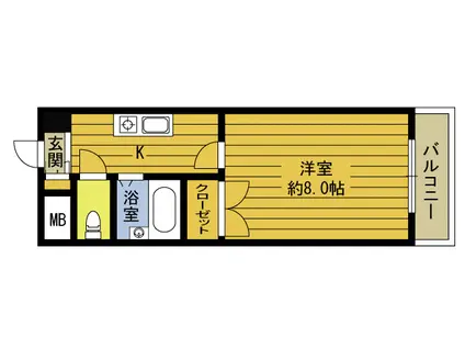 インテリジェントコーポNO10(1K/4階)の間取り写真