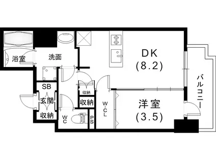 エステムコート神戸元町IIザ・サロン(1LDK/2階)の間取り写真