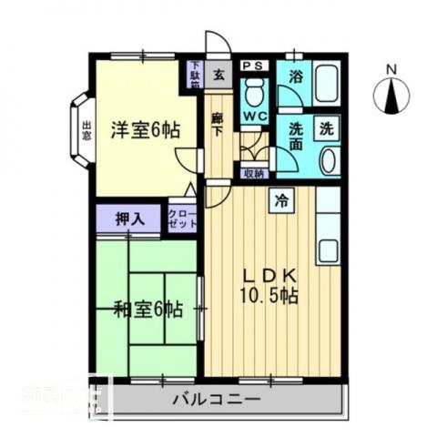 グレースハタオカ(2LDK/1階)の間取り写真