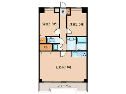 リンデンハイム赤塚(2LDK/3階)の間取り写真