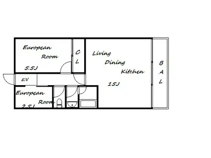 グリーンヒル白川(2LDK/5階)の間取り写真