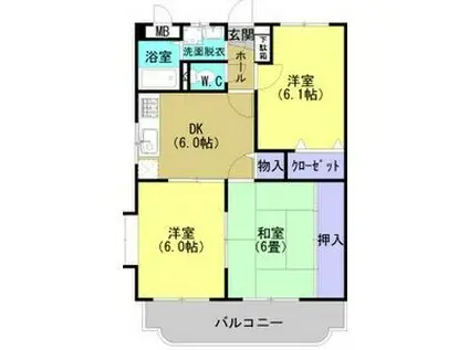 ユーミーエルグランデ(3DK/1階)の間取り写真