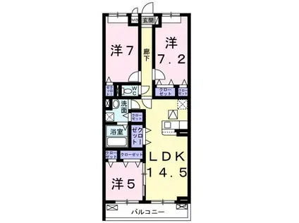 グランドゥール京田辺(3LDK/1階)の間取り写真