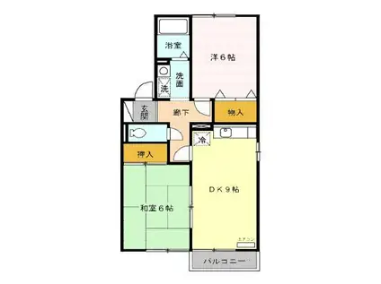 グランシャリオC棟(2DK/1階)の間取り写真