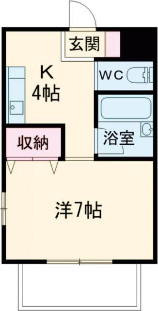 ハイツ・イワタTAO(1K/1階)の間取り写真