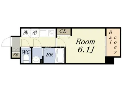 VITA弁天町(1K/8階)の間取り写真