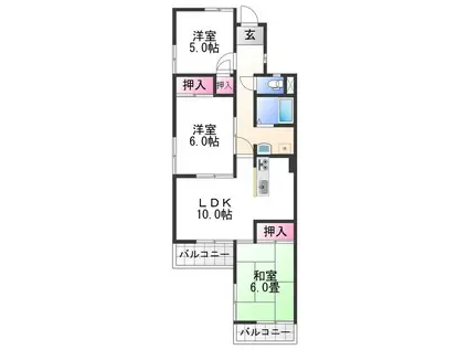スクエアメゾン和歌山(3LDK/3階)の間取り写真