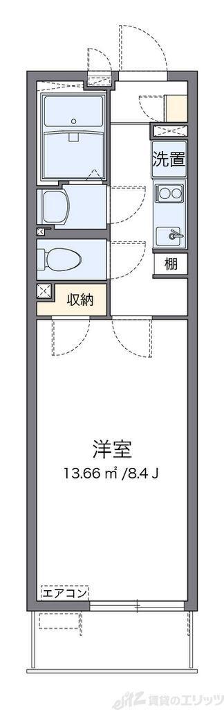 クレイノ輝き(1K/3階)の間取り写真
