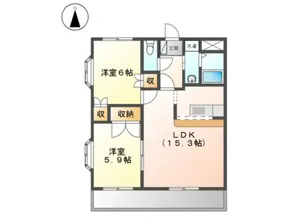 エメラルド・ノービレI(2LDK/3階)の間取り写真