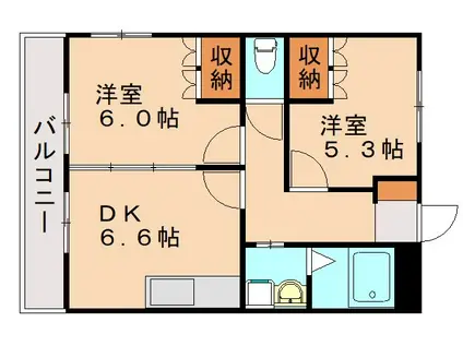 ヴァンクルメゾン(2DK/1階)の間取り写真