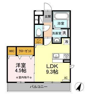 サンディアル原田(1LDK/3階)の間取り写真