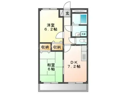 ドリームハウス(2DK/2階)の間取り写真