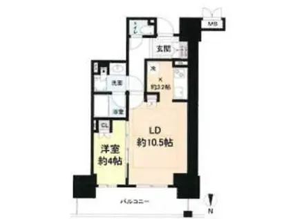 ローレルタワー堺筋本町(1LDK/9階)の間取り写真