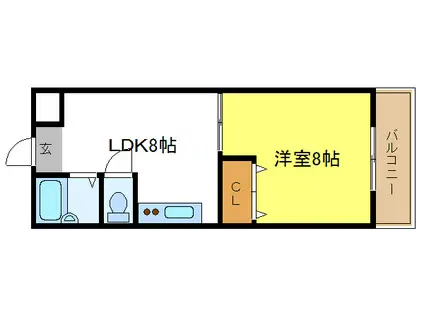 エクスペリエンス(1DK/2階)の間取り写真