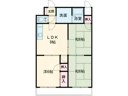 アベニュー黒崎(3LDK/1階)の間取り写真