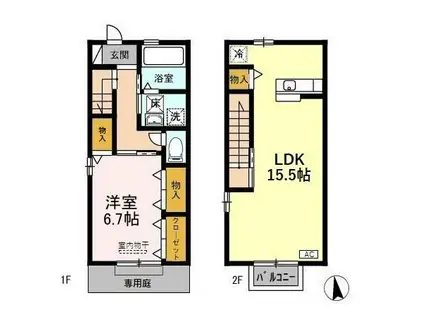 DーROOM秋吉(1LDK/1階)の間取り写真