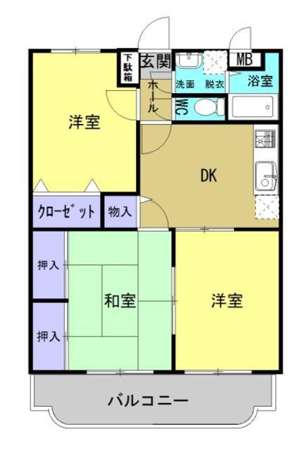 ユーミー旭(3DK/2階)の間取り写真