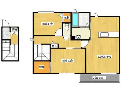 アッヴェニーレA棟(2LDK/2階)の間取り写真