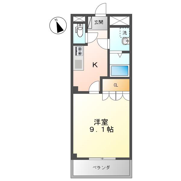 アバンテ・コオリ駅前(1K/2階)の間取り写真