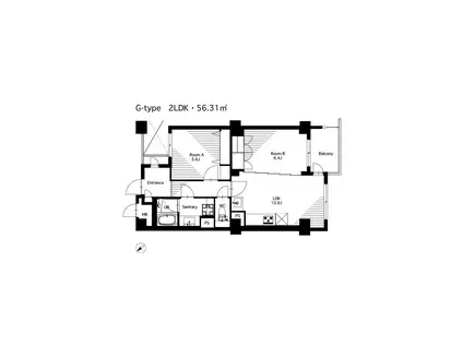 カスタネア栗平(2LDK/7階)の間取り写真