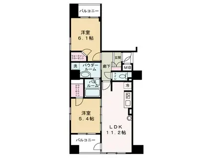 エステムプラザ梅田ウエスト(2LDK/4階)の間取り写真