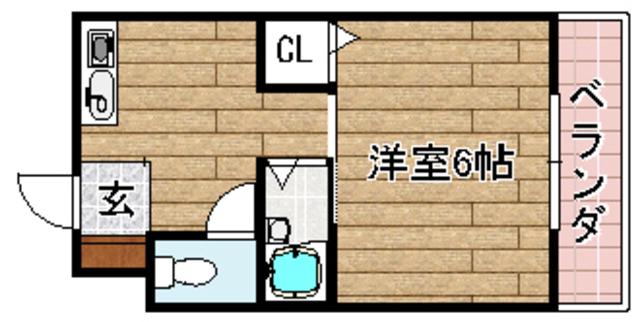 津之江パークハイツ2号館(1K/4階)の間取り写真