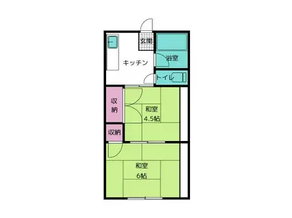 シティハイムパインズ(1K/2階)の間取り写真