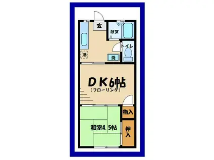 ラキアンシナール(2K/1階)の間取り写真