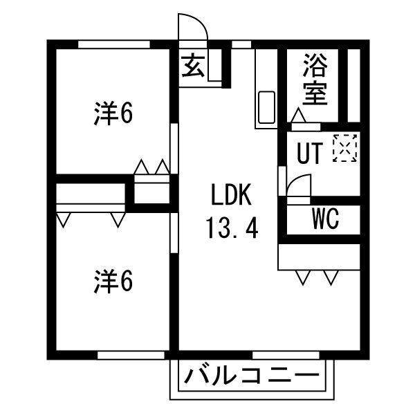 メゾン白国2号(2LDK/2階)の間取り写真