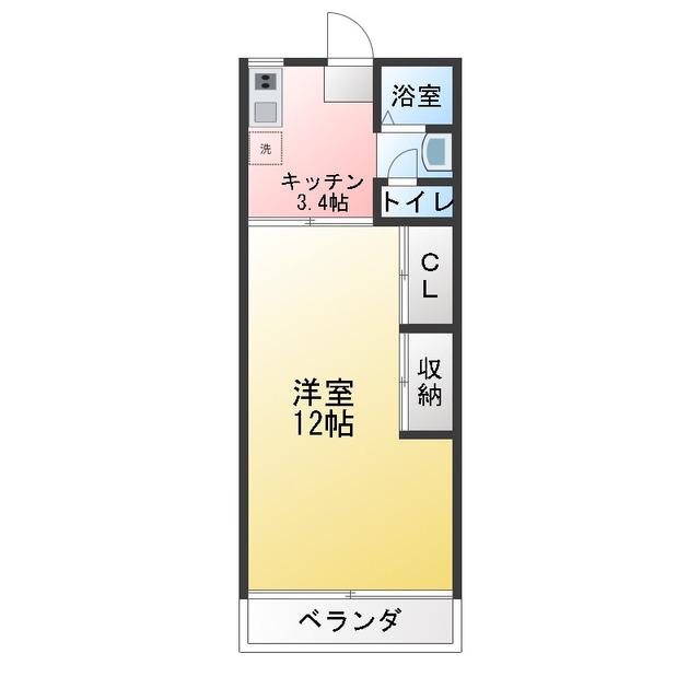 アオキハイツ(ワンルーム/2階)の間取り写真