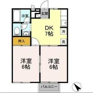 シェレナ山下 I(2DK/2階)の間取り写真