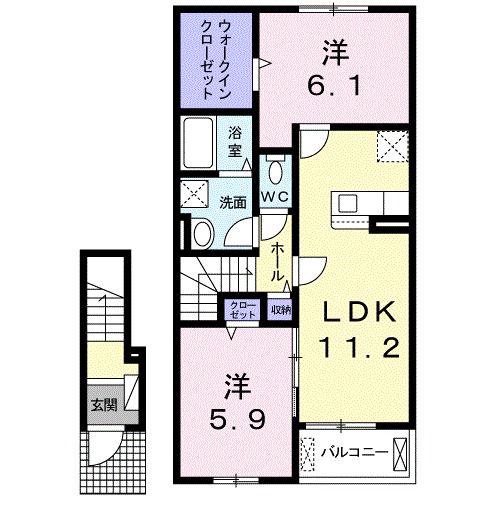 ブライトアンジュ・クロシェット(2LDK/2階)の間取り写真