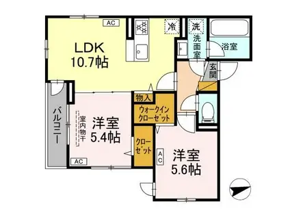 D-SERENO(2LDK/2階)の間取り写真