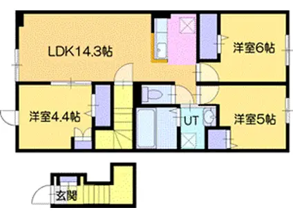 ひまわりV(3LDK/2階)の間取り写真