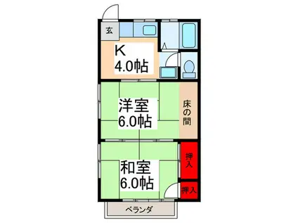ハイツベル(2K/2階)の間取り写真