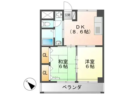 メゾン金山(2DK/3階)の間取り写真