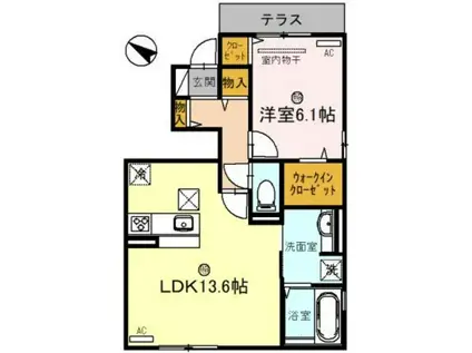 ヴァンベール U(1LDK/1階)の間取り写真