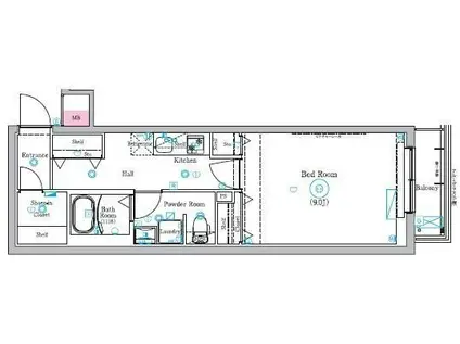 MIND HASUNE(1K/2階)の間取り写真
