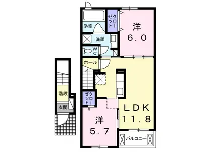 セレクト光 II(2LDK/2階)の間取り写真