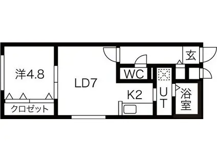 地下鉄東西線 発寒南駅 徒歩2分 4階建 築9年(1LDK/4階)の間取り写真