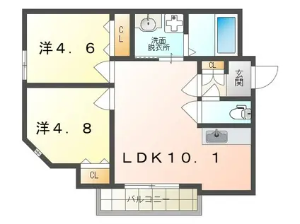 スリール明和I(2LDK/2階)の間取り写真