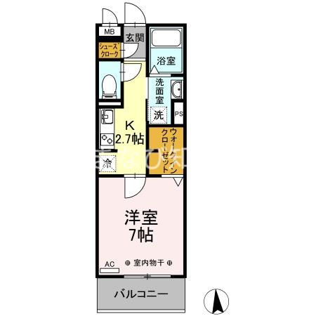 メゾンドアミー(1K/2階)の間取り写真