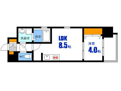REGULUS東平塚(1LDK/5階)の間取り写真