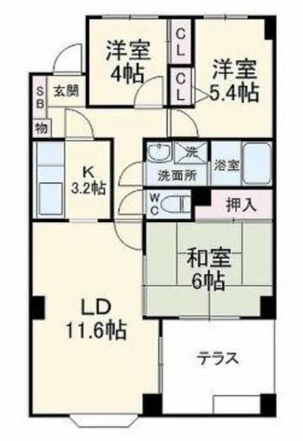 リッシェル浦和(3LDK/1階)の間取り写真